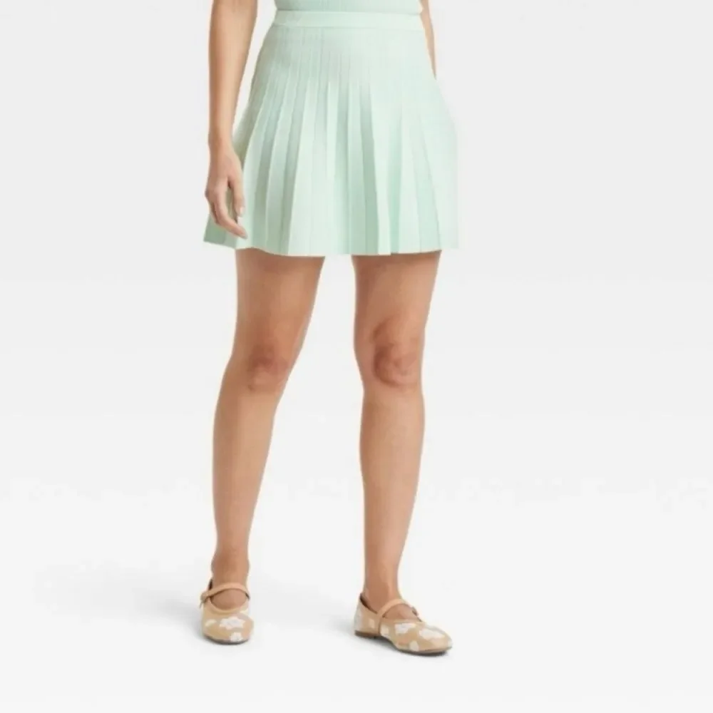 Womens Xlarge Pleated Sweater Skirt A New Day Mint Green Fall Size Xl - Picture 4 of 16